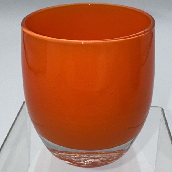 Glassybaby Tangerine Bright Orange Blown Glass Candle Holder Sticker Gift Fall - Picture 1 of 4